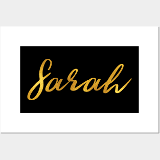 Sarah Name Hand Lettering in Faux Gold Letters Posters and Art